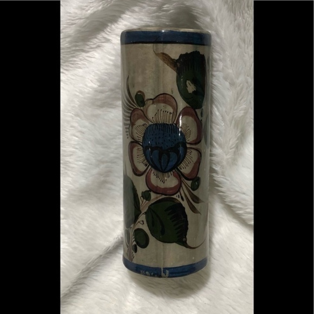 Tonala bud vase hand painted flower